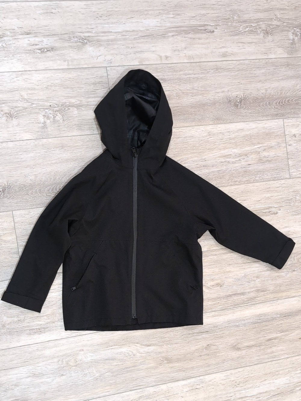 Zara Black Hooded Zip-Up Kids Rain Jacket